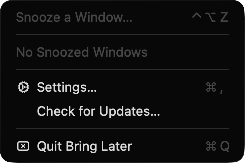 Bring Later's menu in the macOS menu bar.